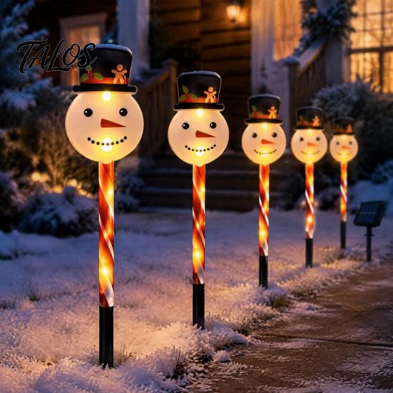 Ornamenti Festivi di Babbo Natale per Prato 5 Pezzi Luce Solare a Palo per Giardino di Natale, Lampada da Giardino a LED Impermeabile con Decorazioni Estive per il Villaggio Invernale