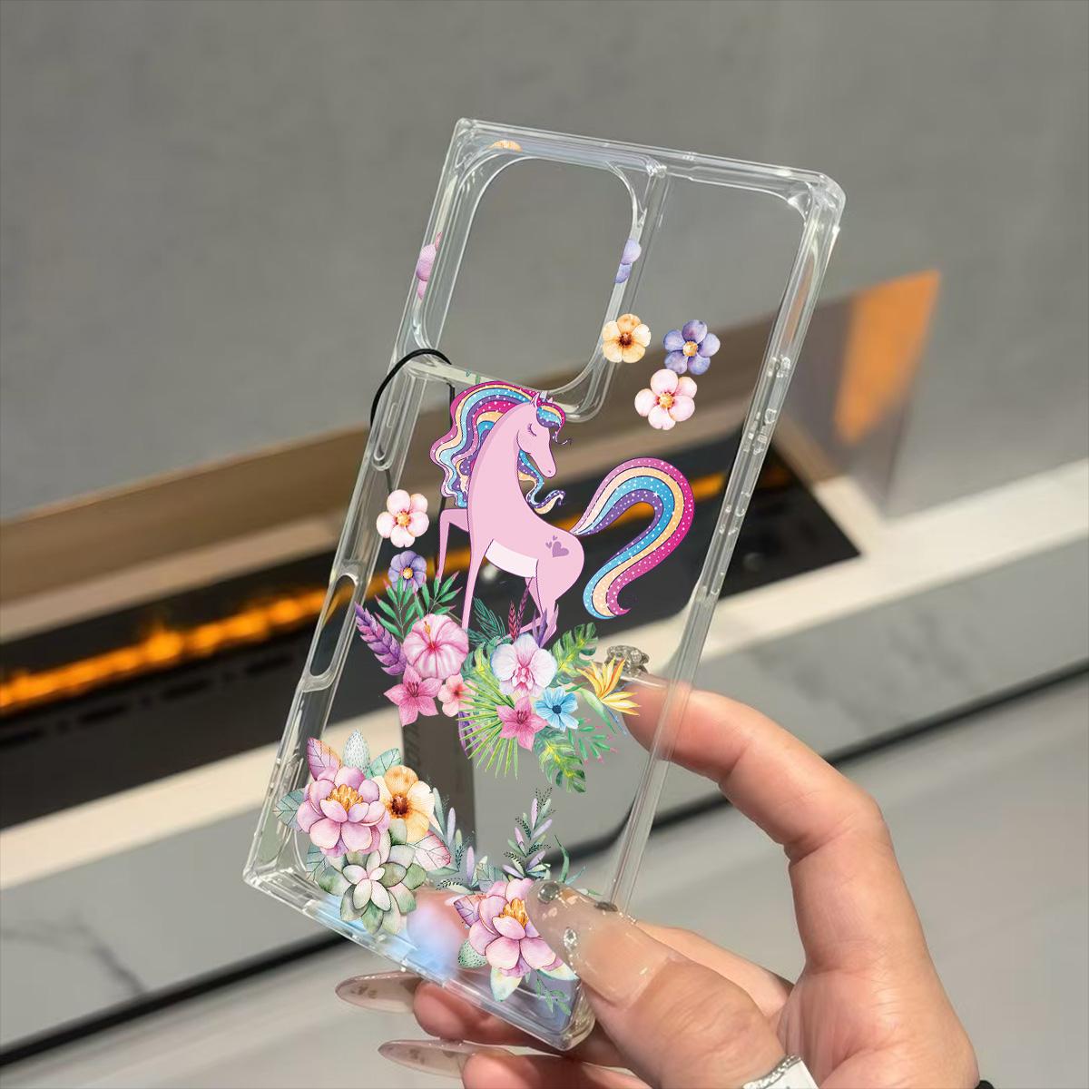 

Прозрачный квадратный чехол-трубка для защиты задней панели для iPhone 11 15 Plus 14 Pro Max 13 16 ProMax 12 Защита от кислорода, чехол с рисунком радужного единорога iphone 11 ProMax