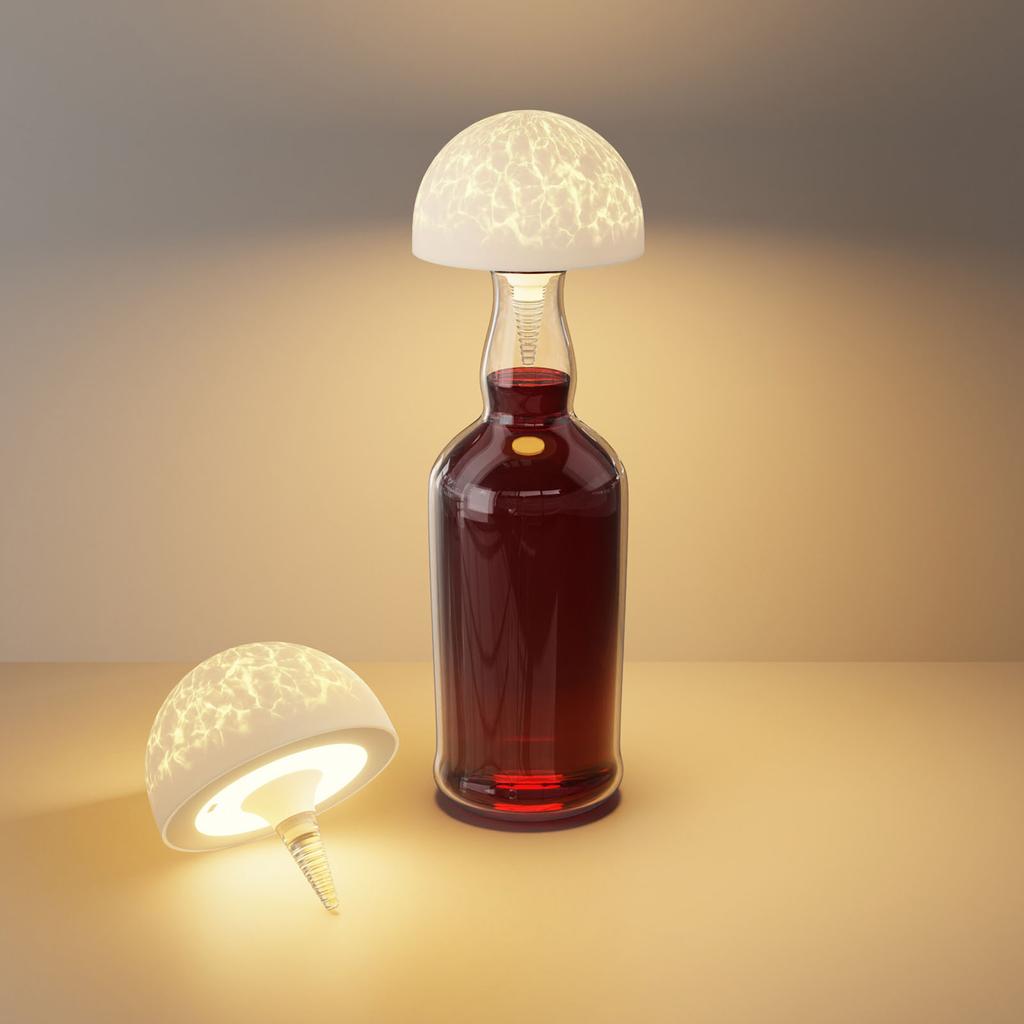 4W Wireless Bottle Table Lamp 3 Way Dimmable Cute LED Wine Bottle Lamp USB Rechargeable Modern Bedside Lamp Gift Ideas for Women