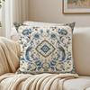 Mediterranean Blue Floral Pillow Case Breathable Organic Short Plush Cushion Covers WrinkleResistant Soft Durable