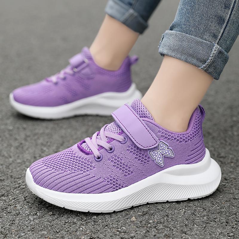 Fashion Cute Girls Casual Shoes Lightweight Mesh Running Sneakers Student Kids Flat Comfortable Walking Footwear Non Slip