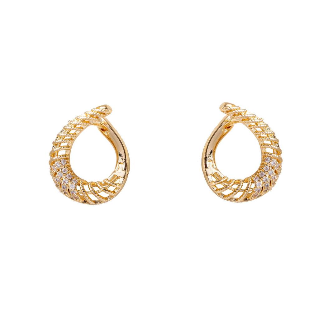 Personalized Full Diamond Hollow Ear Cuff for Women - European & American Style, Large Hoop, Retro Fashion