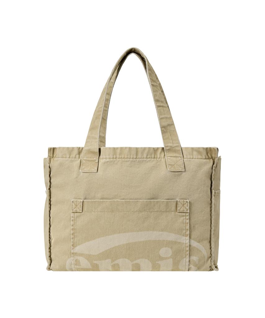 Emis Washed Cotton Shoulder Bag-Beige