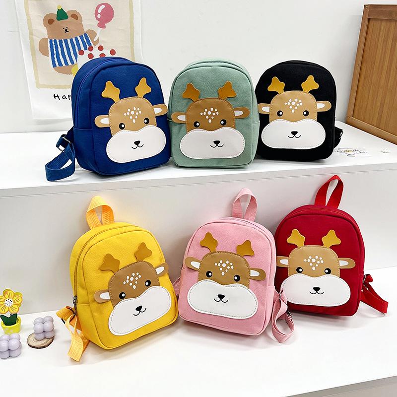 Cartoon kindergarten small schoolbag 3-6 years old boy and girl baby cute backpack fashionable contrasting color canvas children's backpack