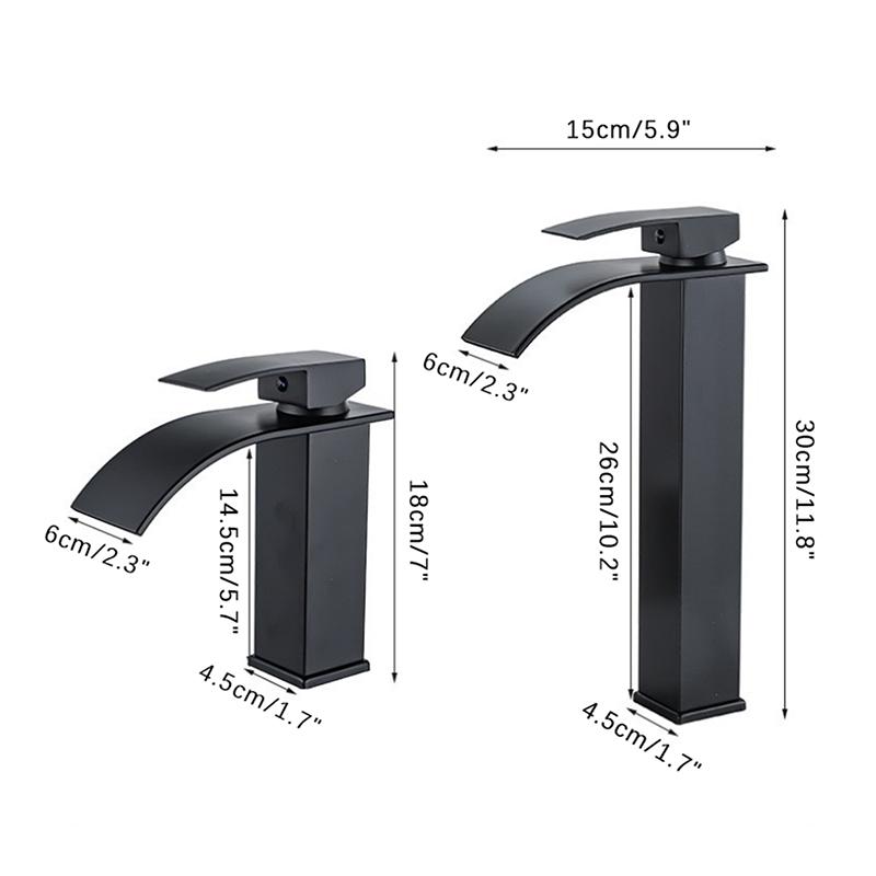 Flat Spout Bathroom Faucet for Sink, Hot and Cold Water Mixer Tap, Above Counter Basin Faucet for Bathroom Washroom