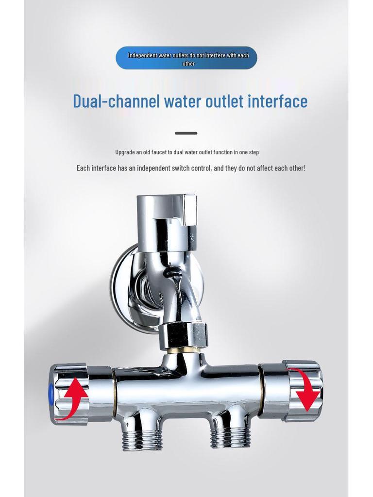 Dual Outlet Faucet Splitter - Two-Way Connector for Washing Machine Inlet Hose