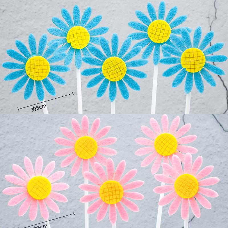 Sunflower & Daisy First Birthday Cake Topper Card for Kids