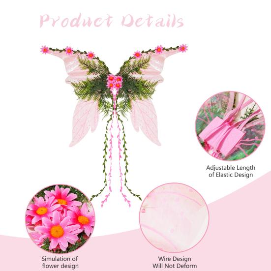 Yousheng Elf Wings Performance Props with Hanging Tassels 3D Plant Decorations Forest Fairy Costume Accessories