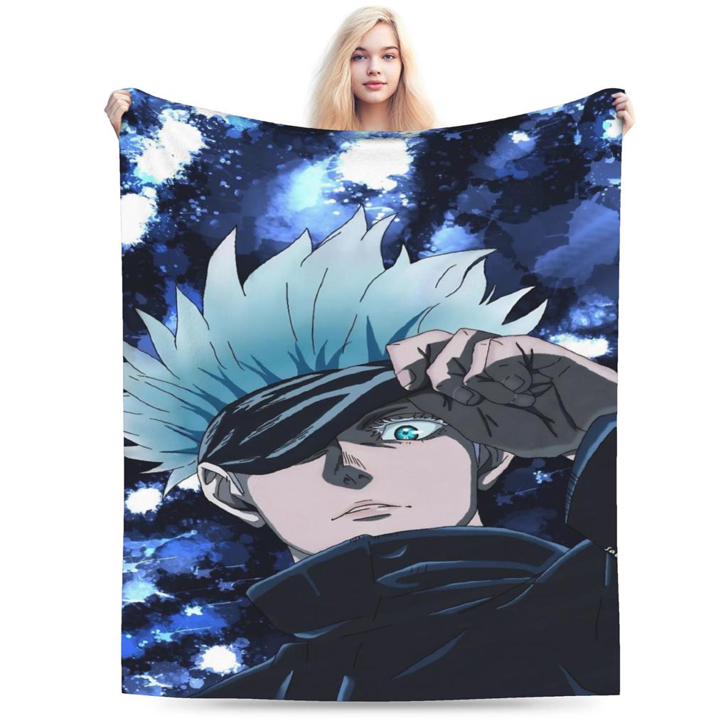 Warm Cozy Blanket Picnic Gojo Satoru Bedding Throws Novelty Bedspread For Couch Bed