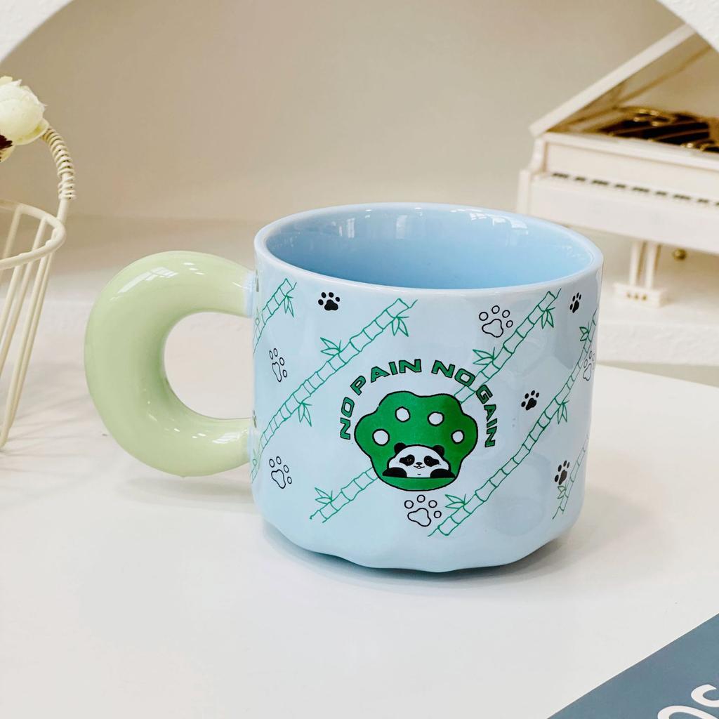 Personalized Little Panda with Lid Cute Cartoon Ceramic Cup High Looking Girl Mug Small Gift Box Set Water Cup