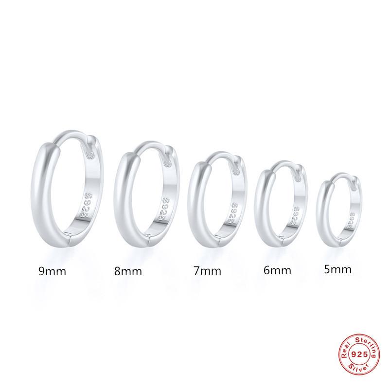 Cercei Clasici Minimaliști din Argint Sterling 925 Lucios Cercei Cercei Catarame de Urechi Cercei Inel Simplu Versatil Aur 18K