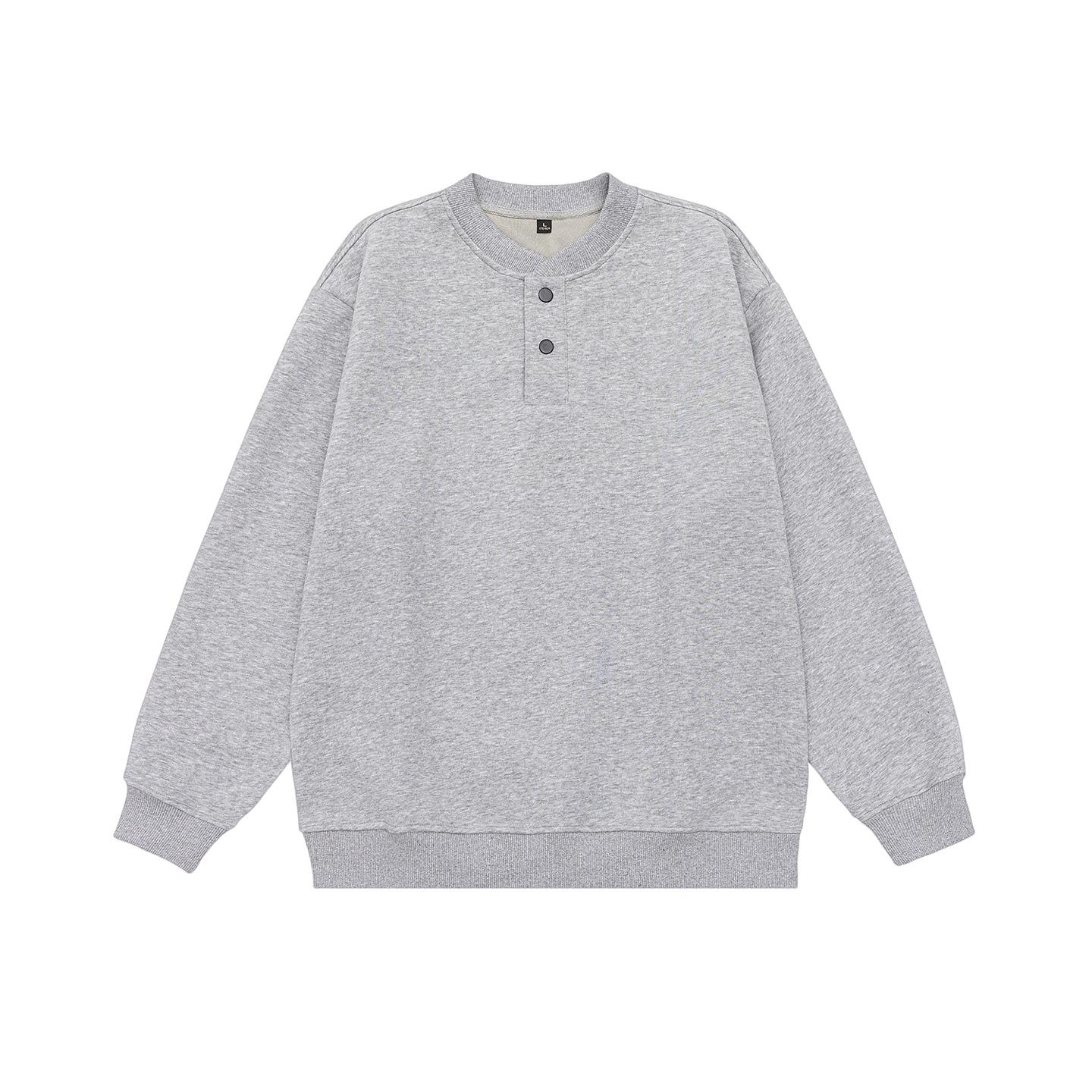 

Men s Japanese Loose-Fit Round Neck Hoodie - Autumn/Winter Solid Color Casual Top 3XL хизер серый