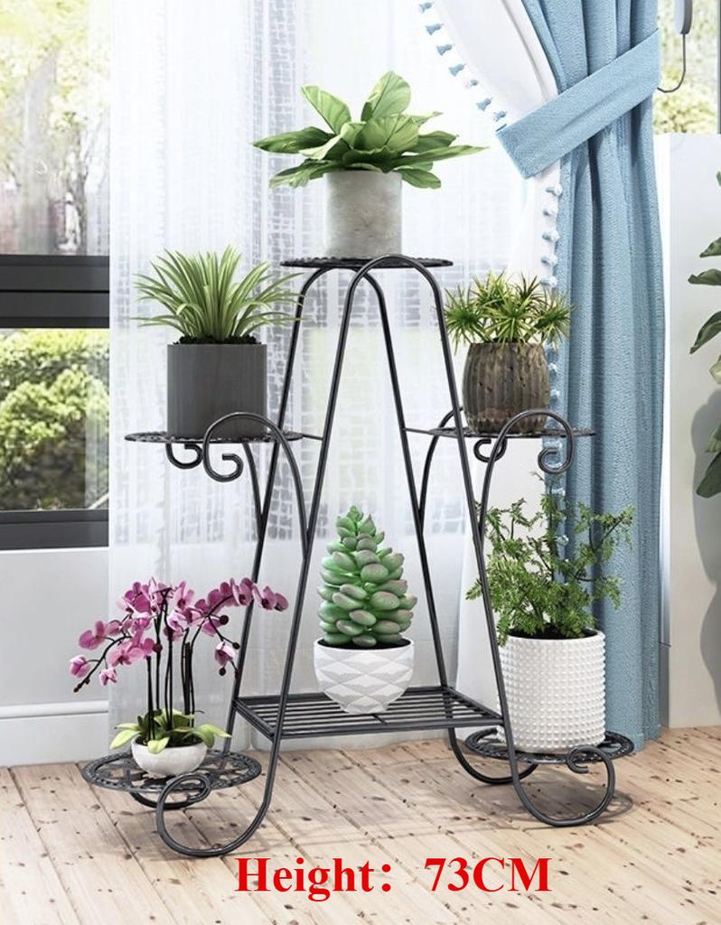 Plant Stand 6 Layer Metal Plant Rack Flower Pot Rack Black Garden Flower Pot Rack for Display Home Balcony Terrace