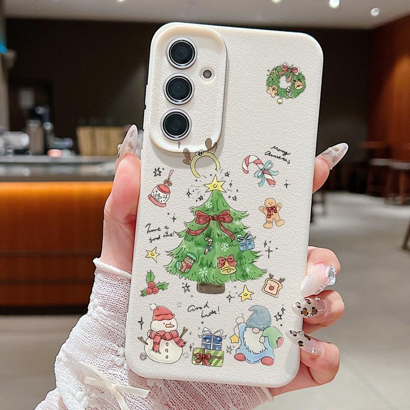

Чехол Рождественская елка для Samsung Galaxy S25 S24 S22 Ultra S23 FE A17 A56 A36 A26 A55 A16 A15 A25 A54 5G Мягкий ТПУ чехол для телефона Samsung Galaxy S22 Ultra бежевый/белый