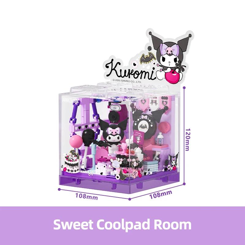 Sanrio Store Building Blocks Hello Kitty Kuromi Pochacco PomPom Bakery Dessert House Ocean Restaurant Shop Model Mini Brick Toys