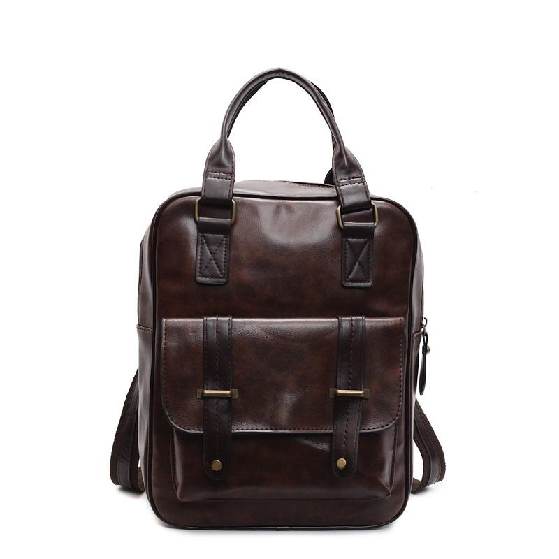 

Рюкзак женский плечевой модный простой ретро стиль студенческая сумка кофейный