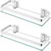 Ruimte-aluminium glazen plank - Meerdere maten, Enkele of Dubbele Laag Rechthoekige Badkamer Opbergplank.