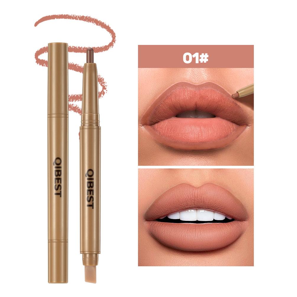 2 in 1 Dual Ended Lip Liner Pencil Twist Up,Waterproof, Long Lasting,Velvet Matte Lipstick,Smudge Proof,Moisturizing 01