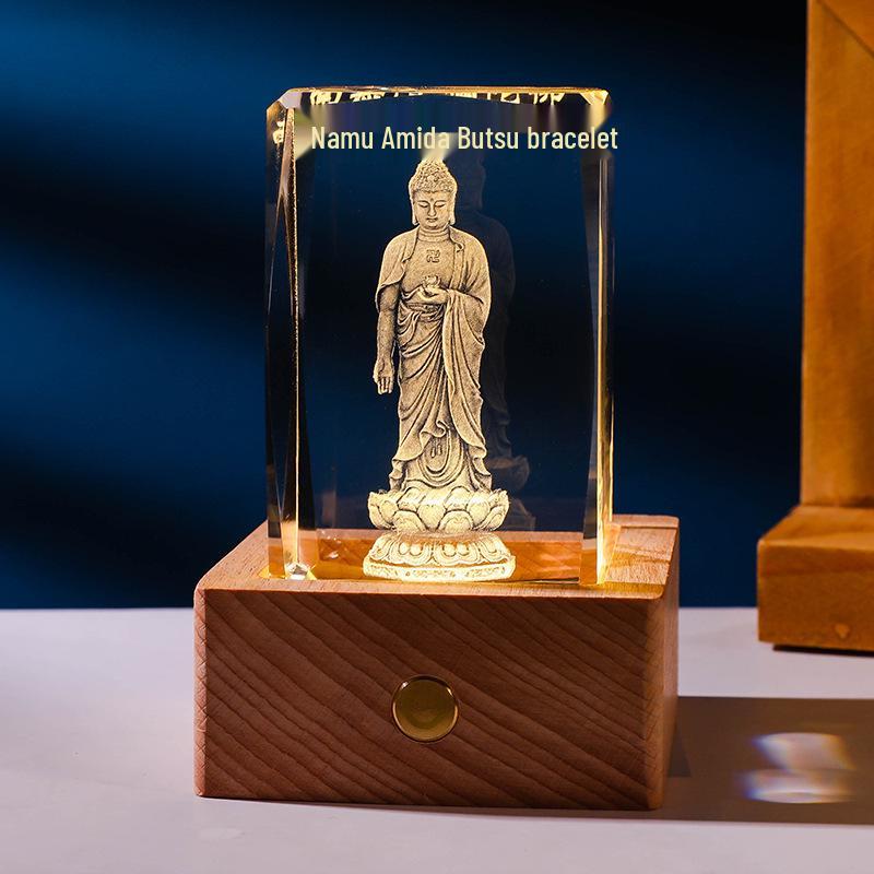 Leuchtende 3D-gravierte Kristallkugel mit Massivholzsockel für die Heimdekoration