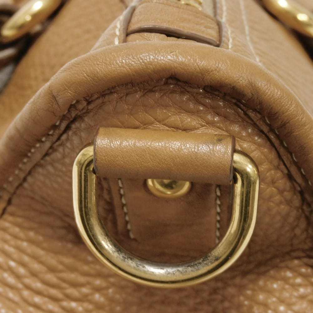 Used Vitello Dyno Bag BL0805 7922 2-Way Shoulder Bag with Metal Logo, Brown (11569) Unisex from Japan AUTHENTIC