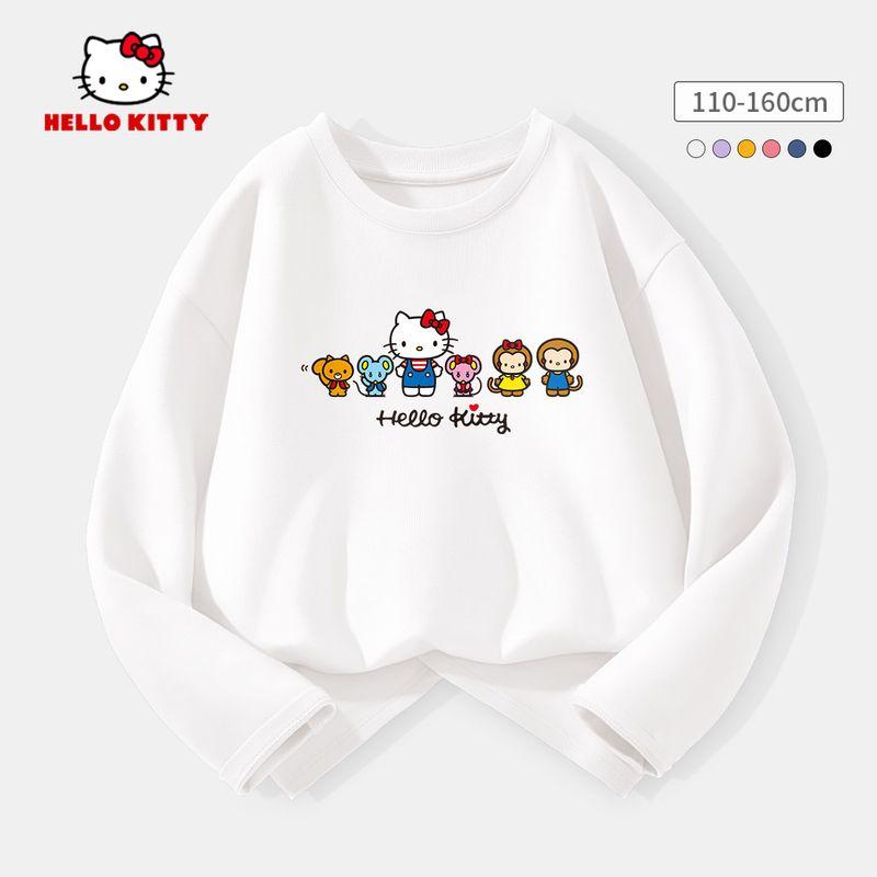 Hello Kitty Girls' Base Layer Shirt Spring 2026 New White Children's Base Layer Shirt Pure Cotton Girls' Top