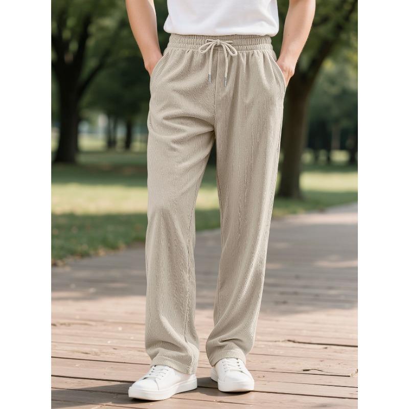 Men's Striped Drawstring Loose-Fit Pants | Comfortable Casual Trousers with Elastic Waist