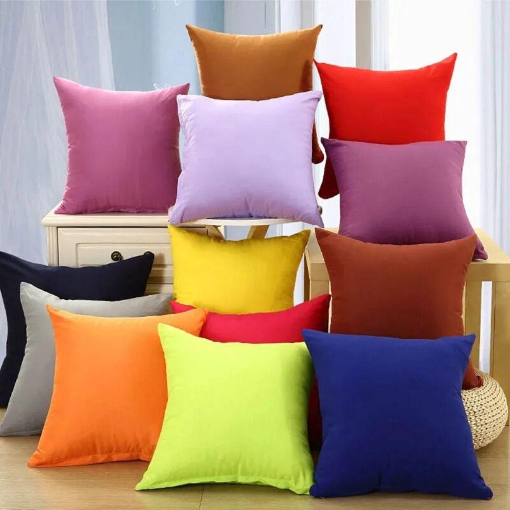 Simple Solid Color Pillowcases Colorful Cushion Cover Candy Color Pillow Case Cover Car