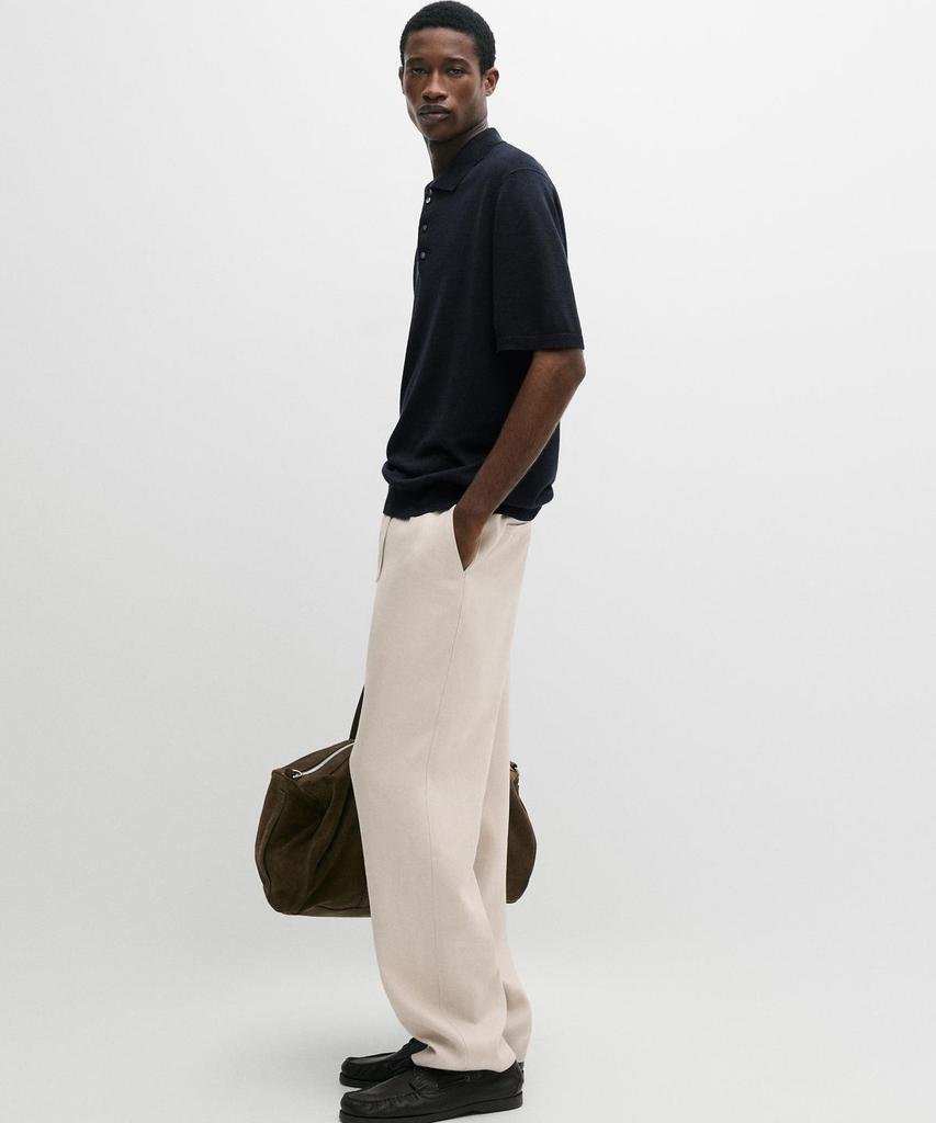 Masimodutti Total Look Waist Detail Linen Pants