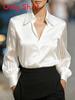Polyester Long Sleeve Shirt For Women With Solid Color And Elegant Design For Office Wear