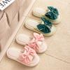 Butterfly knot linen slippers indoor cool slippers contrasting colors, simple fabric cotton linen slippers