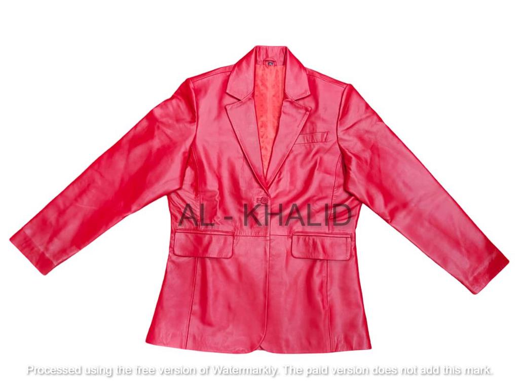 AL KHALID Rot Echtes Echtes Lammleder Damen Klassischer Knopf Stilvoller Party Blazer Leder