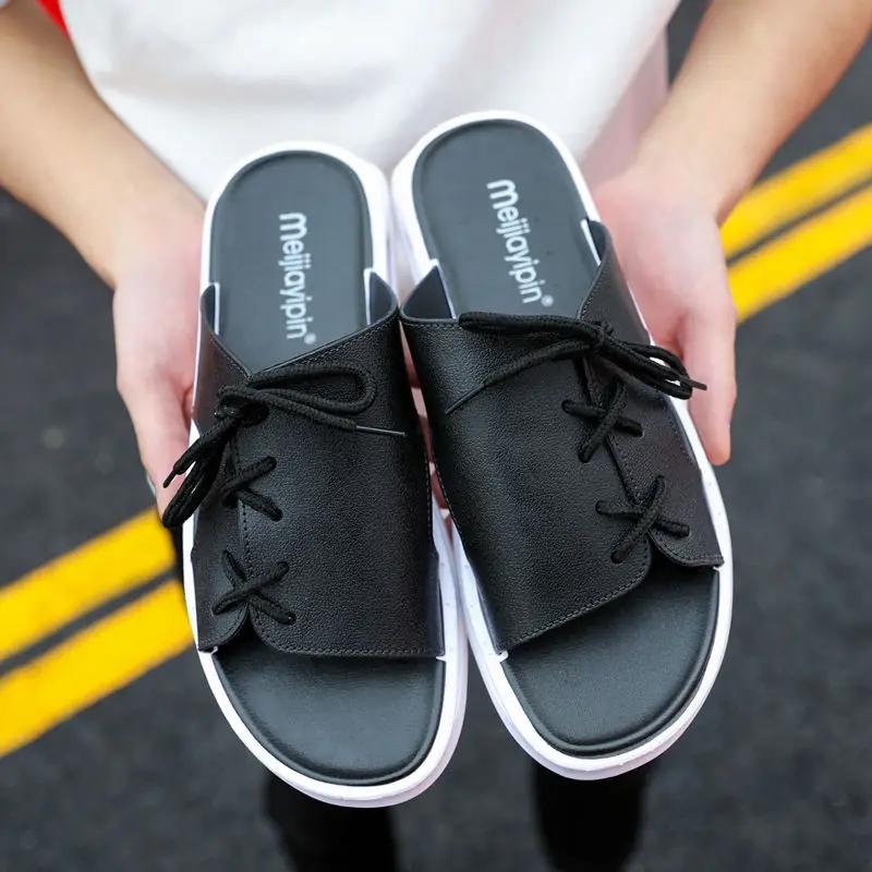 Fashion Platform Slides Men's Shoe Outdoor Male Slipper Clappers 2025 Summer Sale Original Elegant Comfortable Low Price Fun Trend Adult