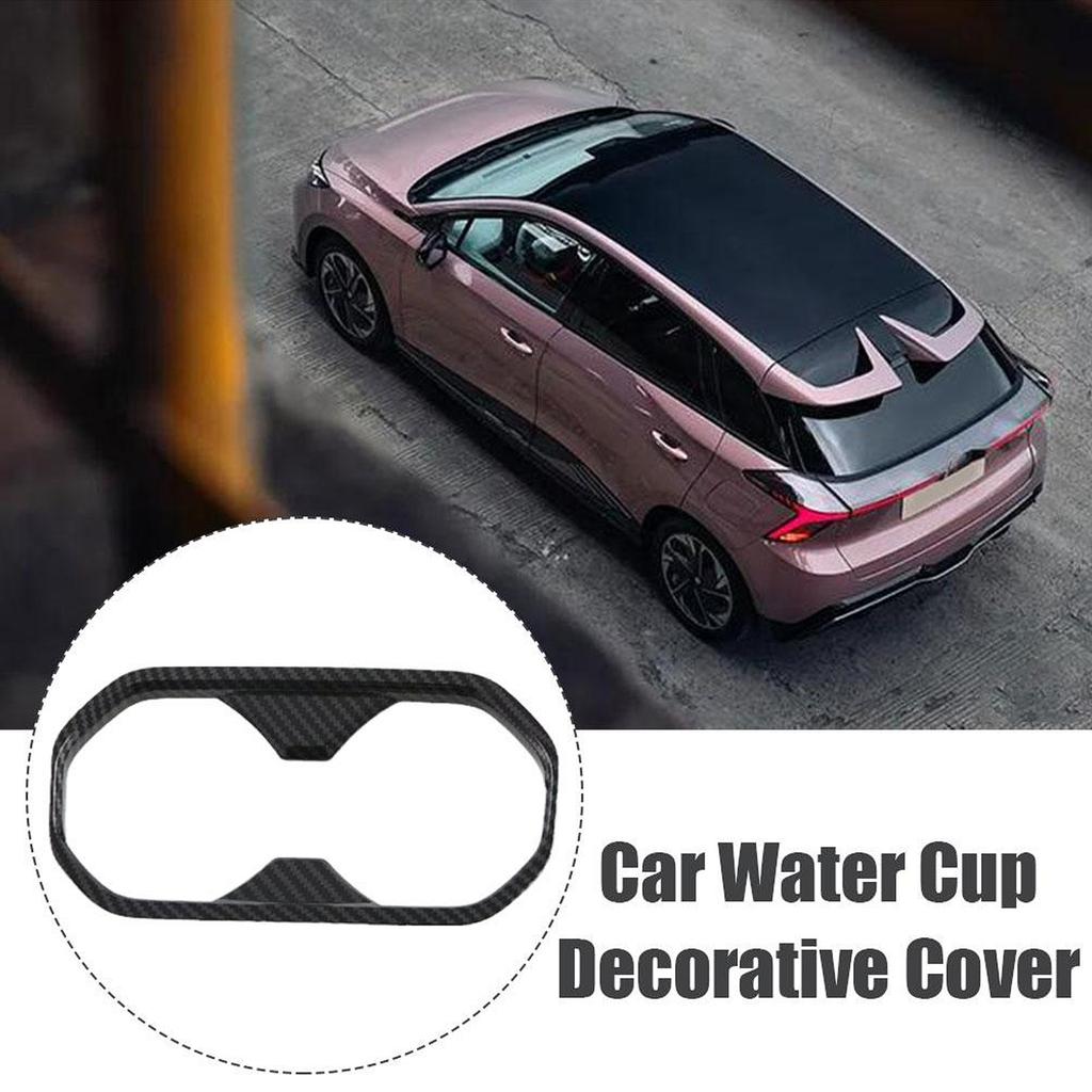 Dla MG4 EVMulan 2022-2024 ABS z włókna węglowego samochodowy przedni uchwyt na kubek wody pokrywa wykończenia naklejki akcesoria samochodowe trwałe