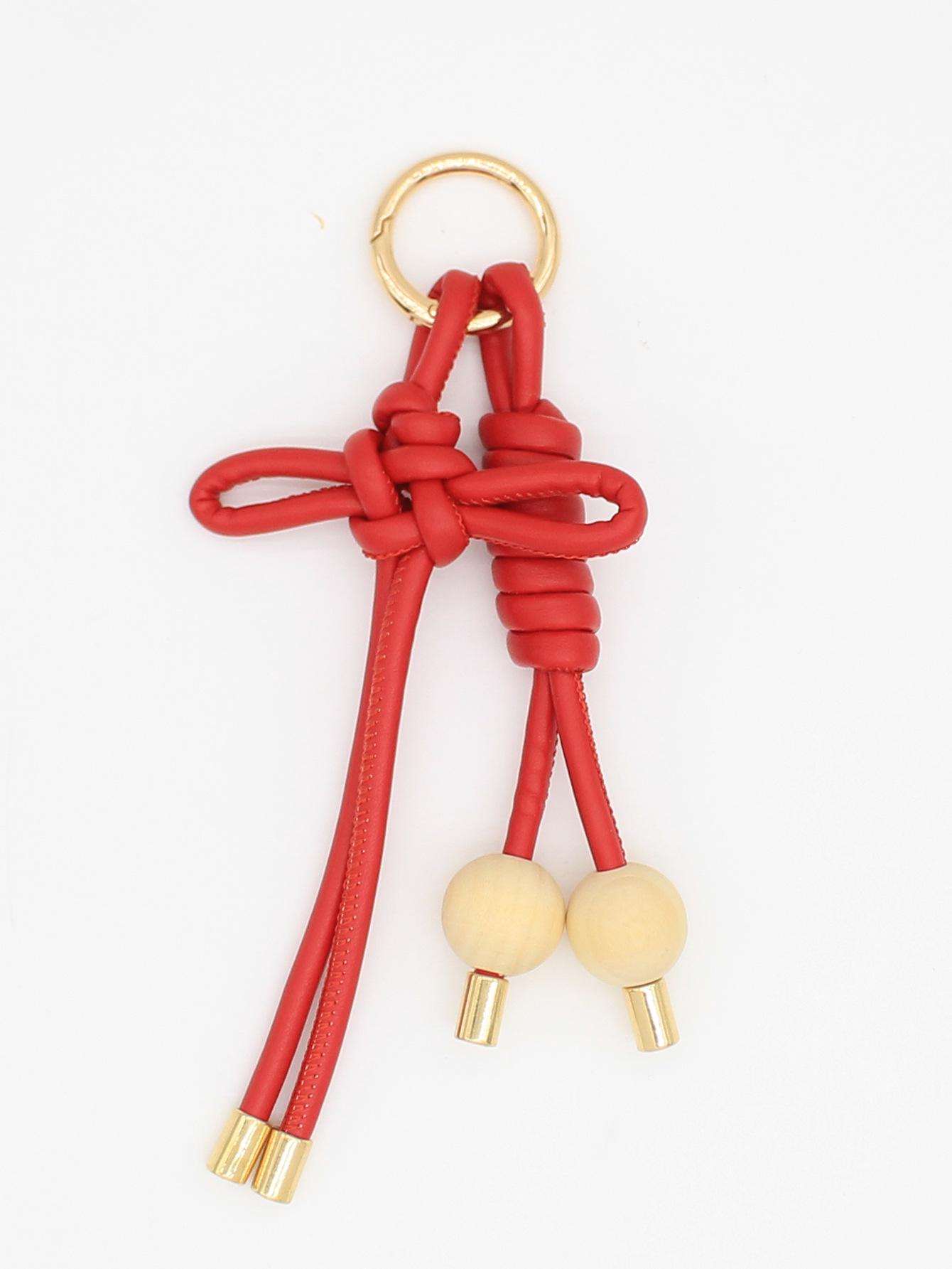 Chinese Knot PU Leather Woven Keychain & Bag Charm Ornament