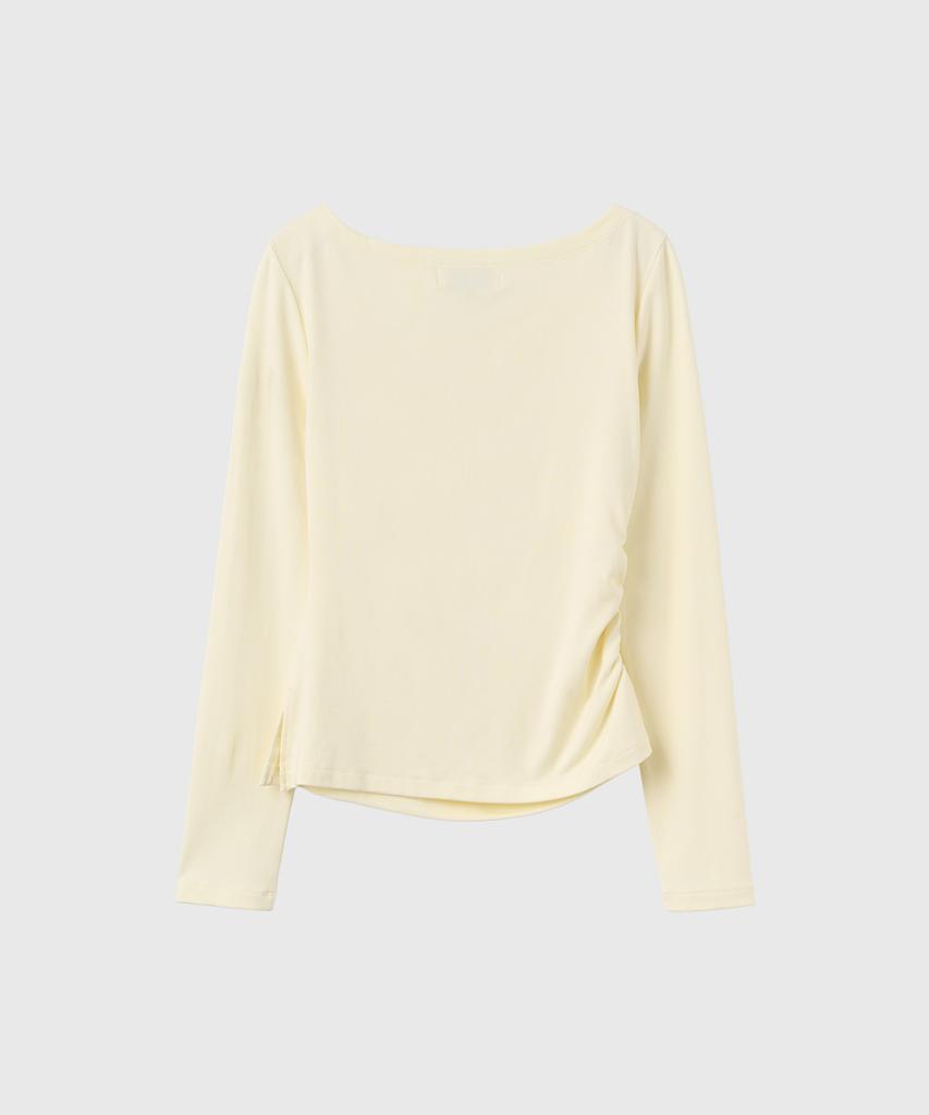 GENERALIDEA Draped Shirred Long Sleeve T-Shirt [Butter] / Gf3Lts503
