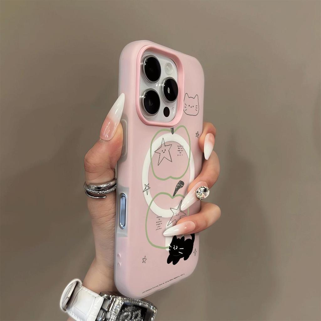 Jelly 2-in-1 Phone Case for Apple Strong Magnetic Solid Color Phone Case Double Layer for Apple Shell Cartoon Fashionable Women