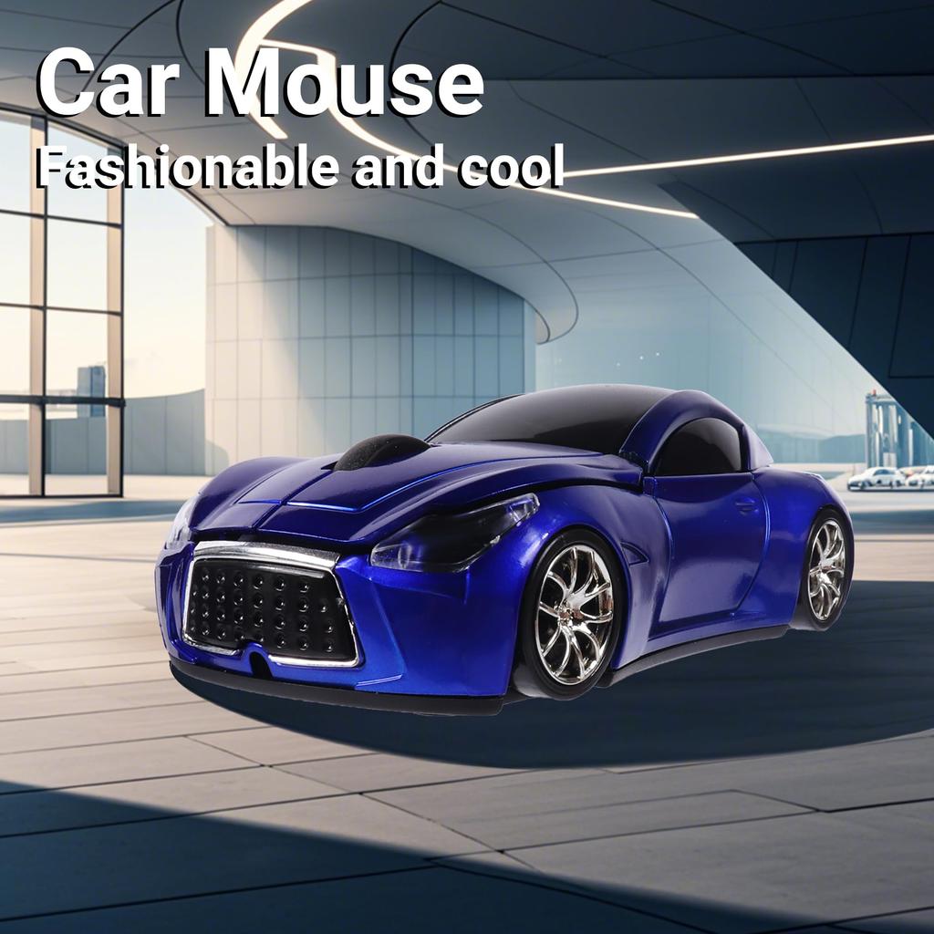 Wireless Car for and Compatible with Windows and Mac Blue 2.4GHz Mouse, Battery-Powered, Optical, Lightweight, Fun, Portable, Compact, Kids, PC,