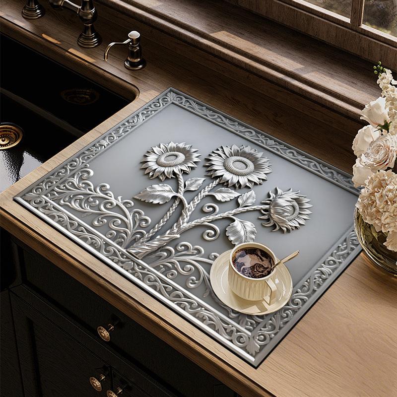

Thermal Insulation Mat Dining Table Countertop Water Absorbing and Draining Mat Household Coffee Mat Easy To Maintain 50*60cm [new diatom mud]