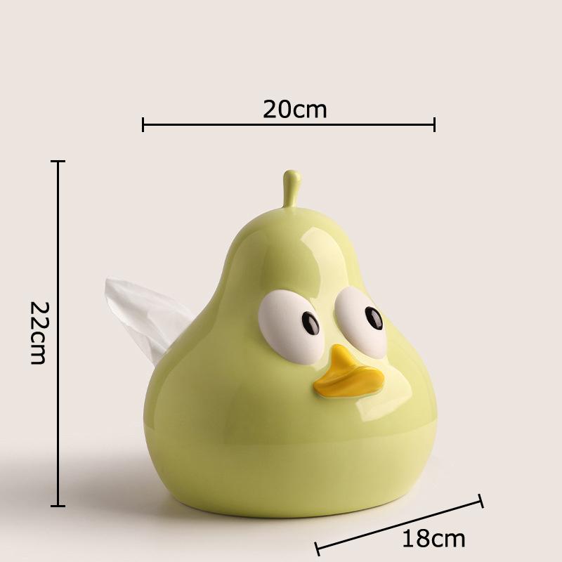 Cartoon Duck Pear Tissue Box Coffee Table Desk Decoration Cute Duck Shape Pear Ceramic Tissue Box Bedside Table Paper Towel Case зелёный