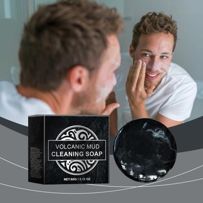 Volcanic Mud Body Wash Cleaning Soap Face Soap Natural Volcanic Mud Soap Volcanic Mud Cleaning Soap Black Soap Bar For Teens Facical  60g