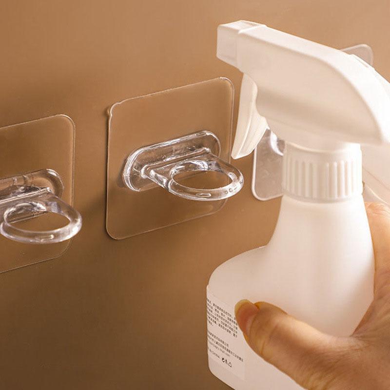

Multi functional wall mounted bathroom adhesive ring household curtain rod hook, shower bottle hook clothes and hat hook