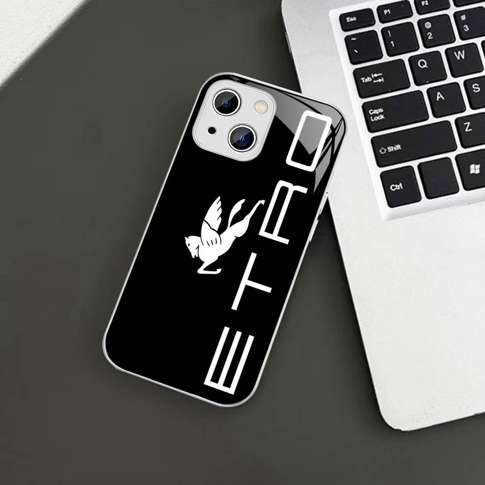 Luxuxy E-ETRO Logo Tempered Glass For Iphone 14 13 12 11 Pro Mini XS MAX 14Plus X XS XR Cover