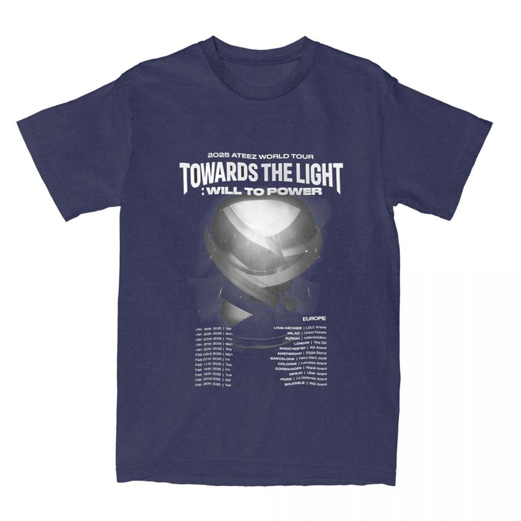 Korean Kpop 2025 Ateez World Tour Towards The Light: Will To Power T Shirts Short Sleeve 100% Cotton Crew Neck 5XL 6XL Top Tees