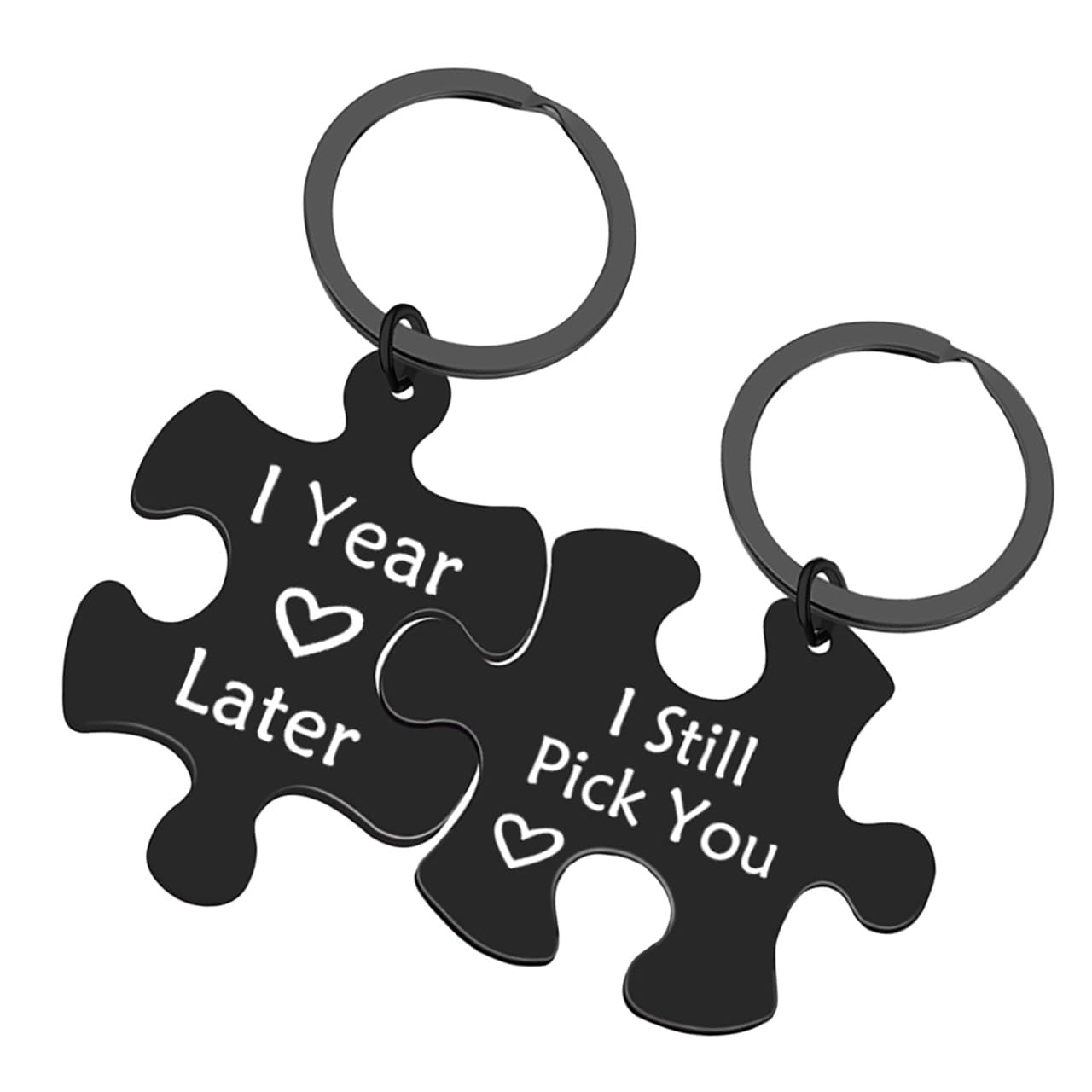 Buzz Selection Pair Puzzle Keychains, Anniversary Message Gift, Stylish for Men and Women, AC514 (Black)