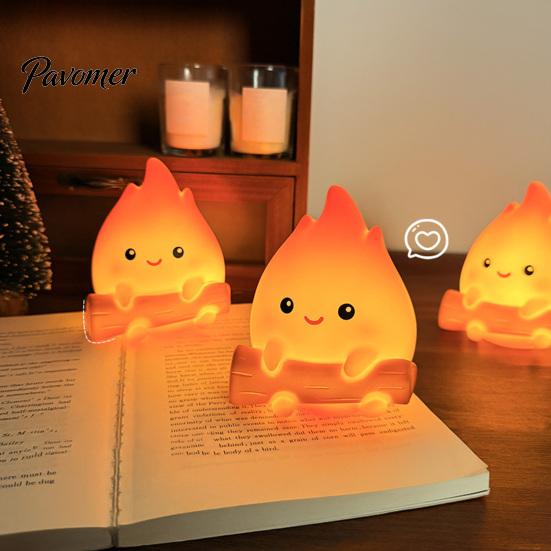 Portable Nursery Light for Sleep Cartoon Fake Campfire Night Light, Cute Warm Glow Bedside Comfortable Eye Protection Lamp Ornament, Cozy And Reading