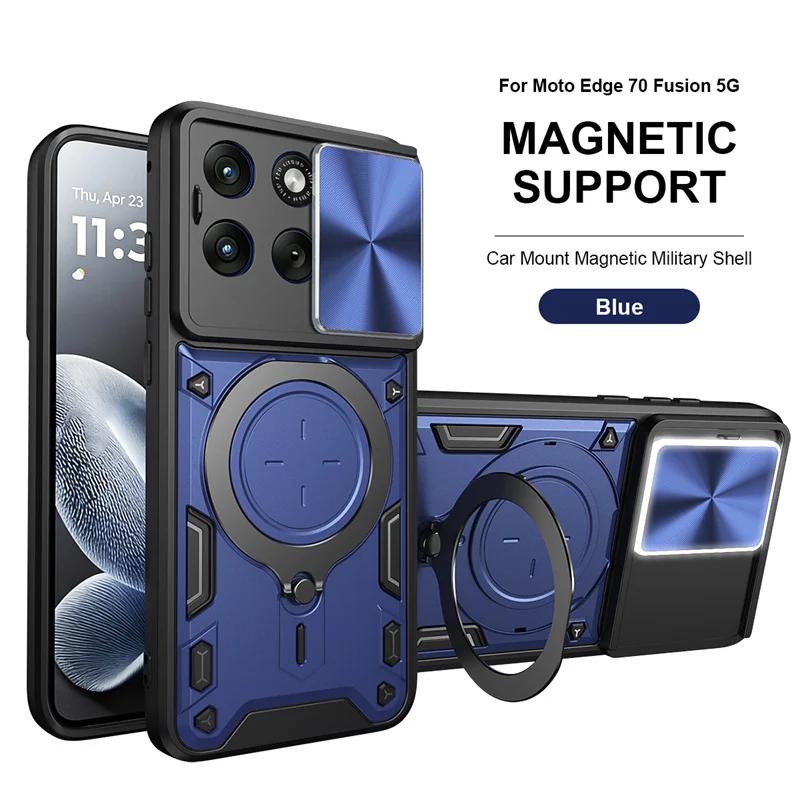 For Motorola Edge 70 Fusion 5G Case Slide Lens Protector Armor Funda For Moto Edge 70 Fusion Car Magnetic Holder Ring Back Cover