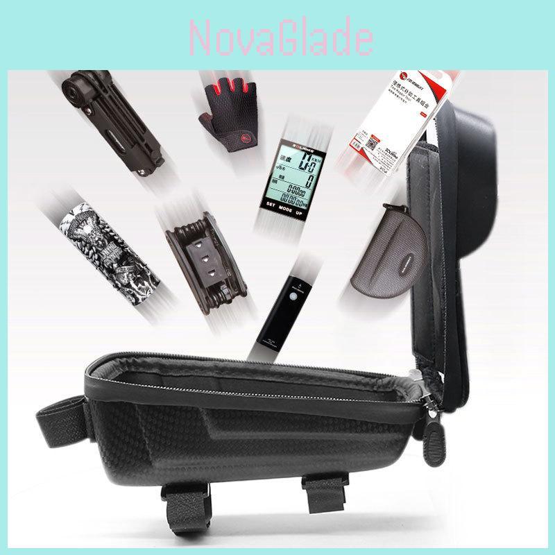 Bicycle Handlebar Storage Bag With Pvc Hard Shell Large Capacity For Cycling Gear And Phone Protection