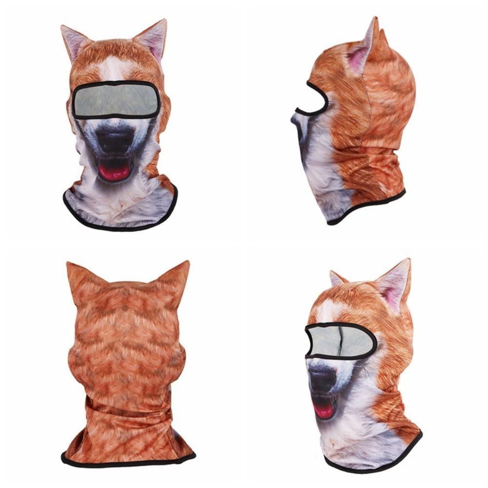 Dog/Cat Ear Printed Animal with Ears Hats Funny Neck Gaiter 3D Animal Face Mask Cycling
