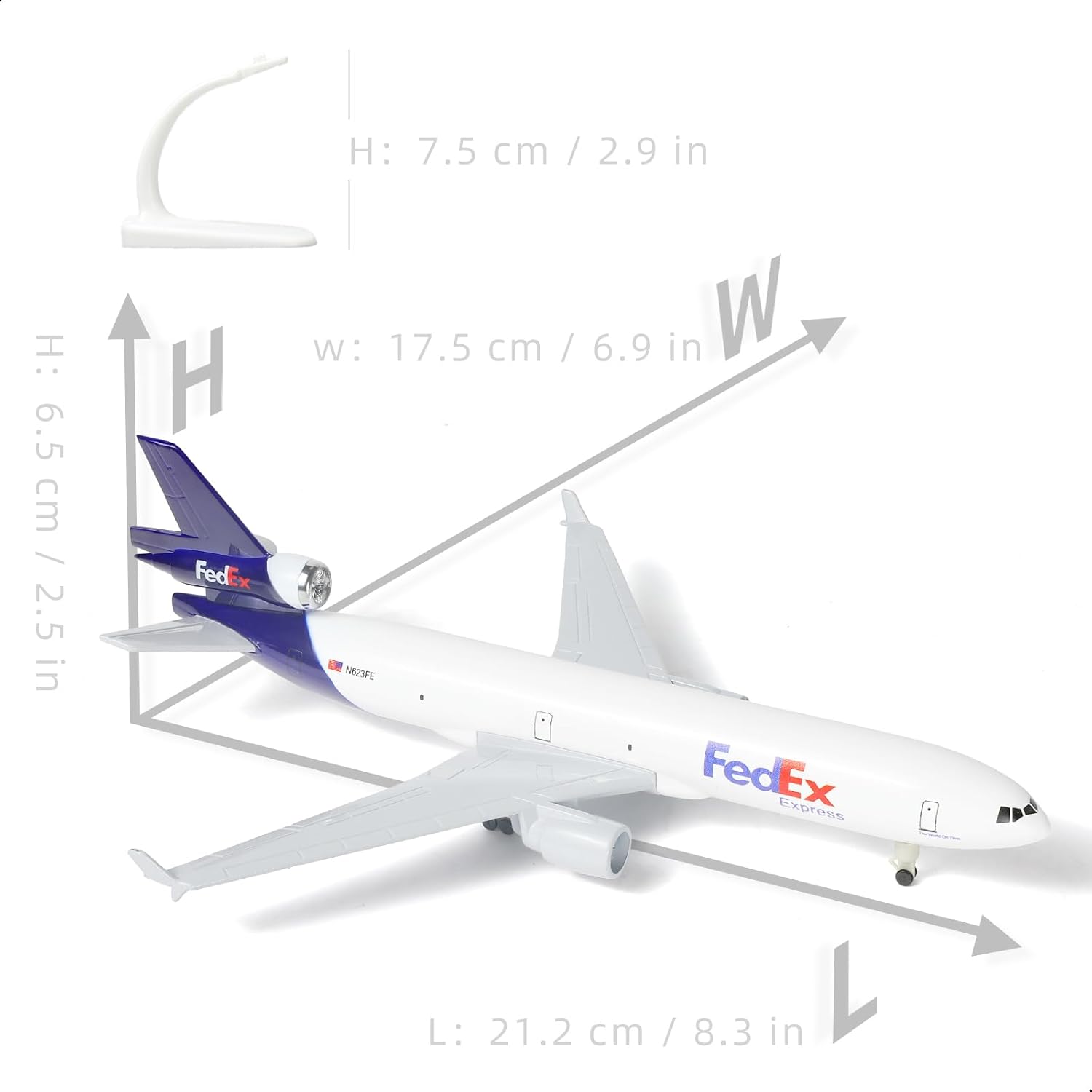 1/300 Diecast Metal Airplane Model Kits with Stand Fedex MD-11 Cargo Airplane Model for Adult Aviation Gifts or Collections