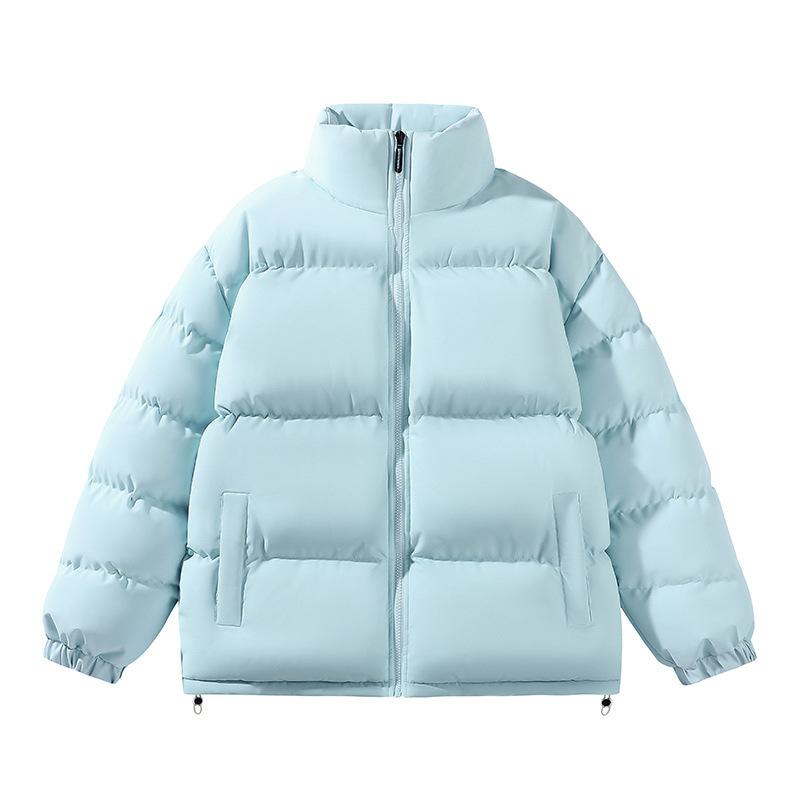 Autumn and winter new cotton-padded jacket men's solid color stand-up collar simple and loose warm cotton-padded jacket men's couple 